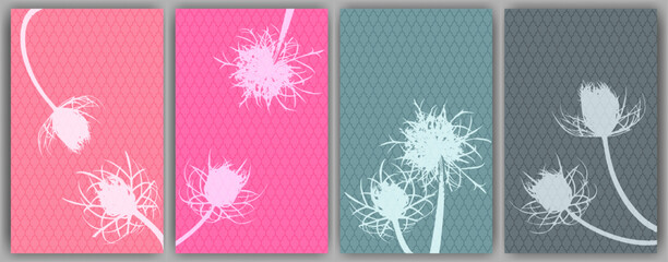 Carrot flower banners vector design. Abstract fluffy dandelions. - 783024108