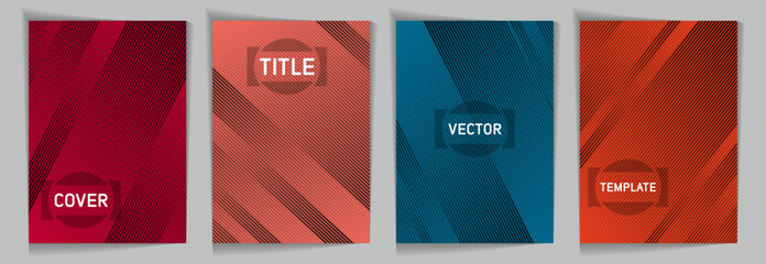 Diagonal stripes texture metallic gradient vector cover page templates.