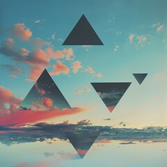 Tranquil triangles floating in a dreamy sky