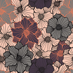 Delicate marigold bloom endless design. Hand drawn bouquet background. Marigold - 783024551