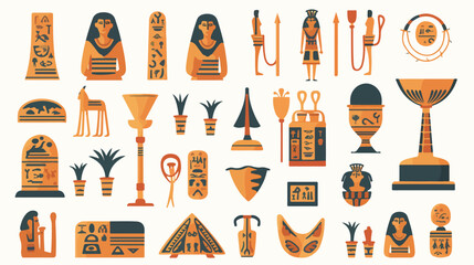 Egyptian symbols set. Egypt culture collection. Can - obrazy, fototapety, plakaty