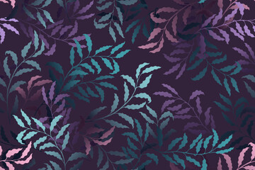 Willow branches tree leaves premium vector seamless pattern.