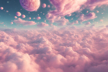 infinite dream world pastel clouds high definition render multiverse - obrazy, fototapety, plakaty