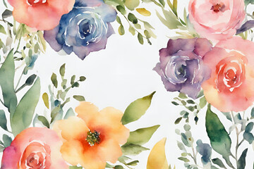 hand painted multicolor watercolor allover seamless wedding florals and plants transparent background - obrazy, fototapety, plakaty