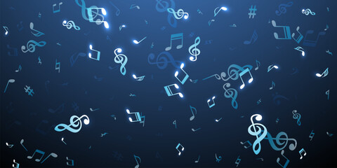 Musical note icons vector background. Sound
