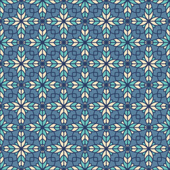 Creative floral geometry seamless vector tile pattern. Abstract flower repeating tiling wallpaper. - 783025395