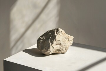  rendering of a stone on a white background with shadow from the window