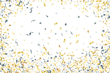Silver gold falling confetti vector background. Party shiny striking decor. - 783025541