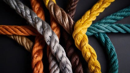 A close-up rope of colorful electrical cables industrial use
