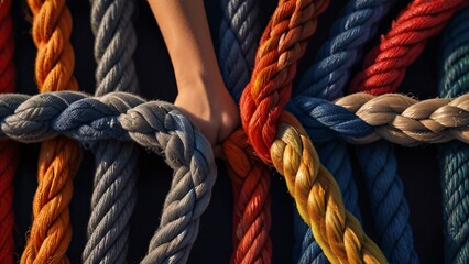 A close-up rope of colorful electrical cables industrial use - obrazy, fototapety, plakaty