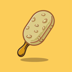 Vanilla Almond Ice Cream Cartoon Vector. Food and Beverages Illustration Theme.