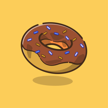 Delicious Chocolate Donut Cartoon Vector. Food and Beverages Illustration Theme.