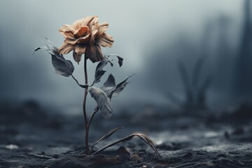 A wilted flower, symbolizing the loss of vitality and joy in depression