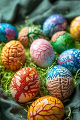 Fototapeta premium easter eggs painted like little brains