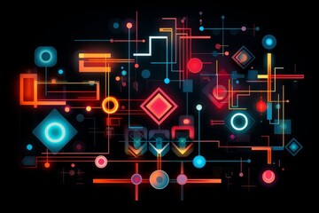 Neon geometric shapes forming a striking composition