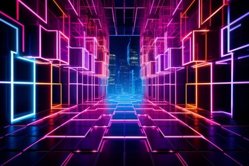 Neon grid casting a mesmerizing and captivating glow