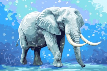 Wild Beauty: Elephant Vector on Blue Canvas