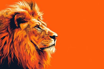 Majestic Lion in Vibrant Orange