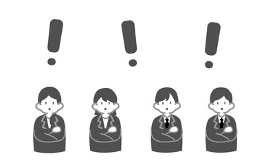 驚く若手社員たちのイラスト