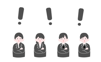驚く若手社員たちのイラスト