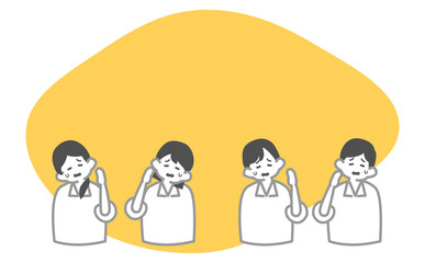 Illustration of young employees feeling hot