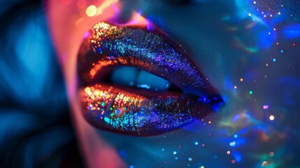 iridescent whisper: the allure of rainbow metallic lips
