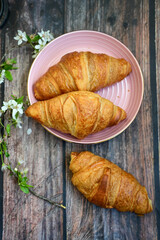 French butter croissant . Home made romantic  breakfast