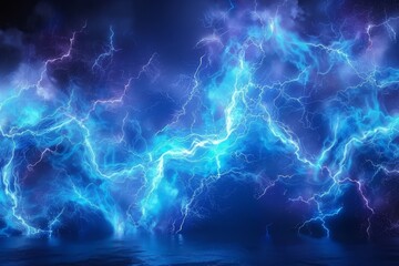 Intense Blue and Purple Background With Lightning - obrazy, fototapety, plakaty