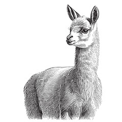 Fototapeta premium Llama portrait sketch hand drawn in doodle style Vector illustration