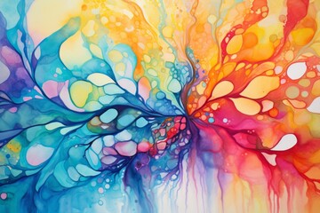 Vibrant and bubbly painting bursting with colors and texture