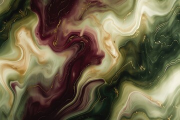 Modern Artistic Marble in Subtle Burgundy and Green