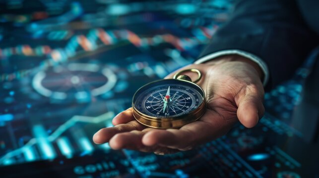 A Hand Holding a Compass