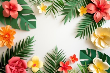Tropical Floral Arrangement on White Background