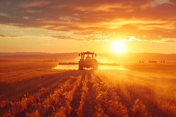 Fototapeta premium Step into the world of hardworking farmers as they tend to vast agricultural fields, cultivating abundance and sustenance with dedication, showcasing the beauty and importance of farming in providing 