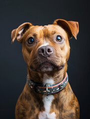 Engaging Brown Dog Thoughtful Expression Black Background Pet Adopt Rescue Cute
