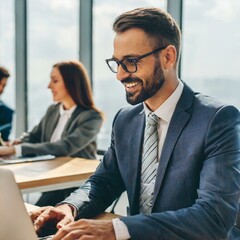 businessman working on laptop