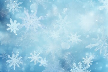 Icy blue background with intricate patterns of delicate snowflakes.