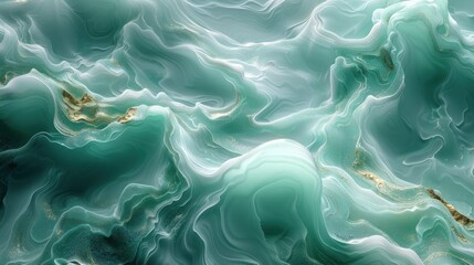 Obraz premium Abstract waves nacre green color background