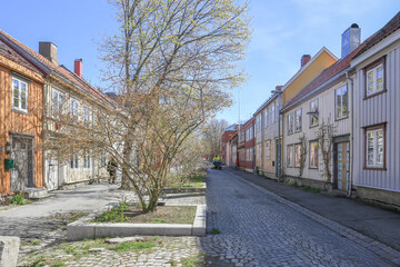 Old town street in Trondheim city at spring mood - 783035788