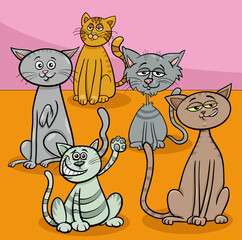 cats animal characters cartoon illustration