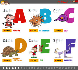 educational cartoon alphabet letters for children from A to F - 783036135
