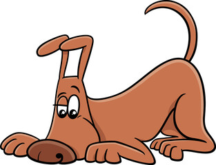funny cartoon sniffing brown dog comic animal character