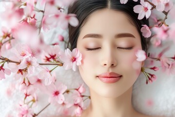 Sakura Serenity: Japanese Woman Embraced by Spring