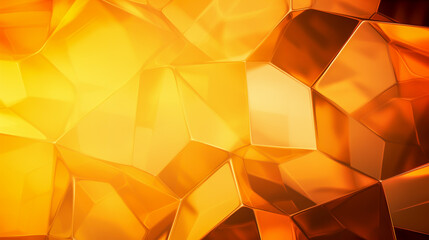 Abstract translucent amber background with iridescent polygonal structures - obrazy, fototapety, plakaty