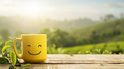 Naklejki  A Smiling Mug on Rustic Table