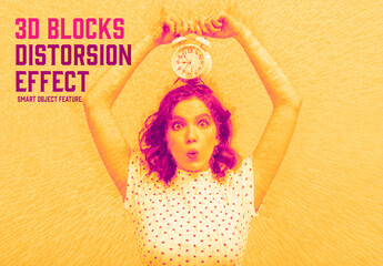 3D Blocks Distorsion Effect - obrazy, fototapety, plakaty