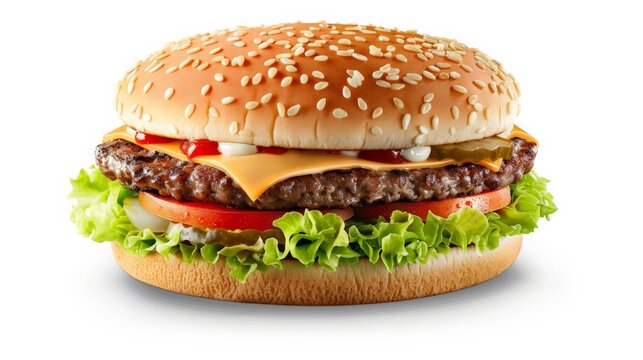 xxl classic hamburger, isolated on a white background.
