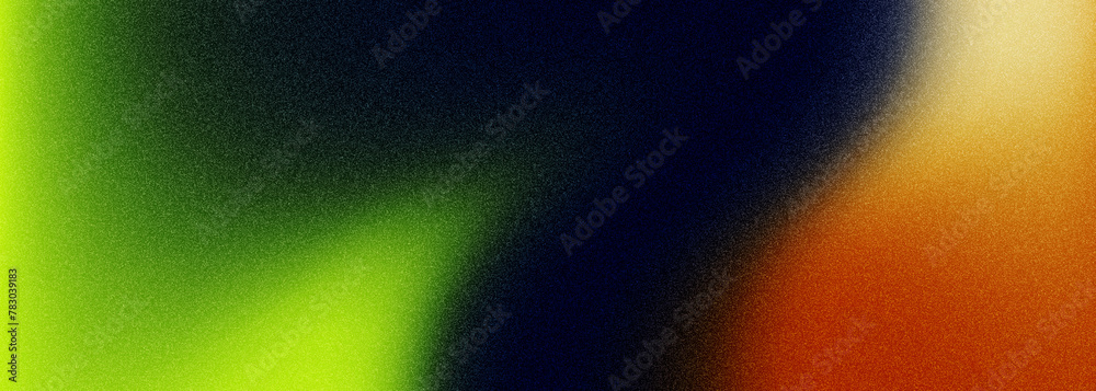 Aufkleber grainy color gradient abstract background. bright green orange and black wide banner with noise grun