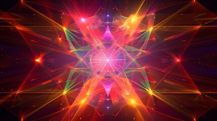 Obraz premium Abstract holo design with geometric shapes and laser beams