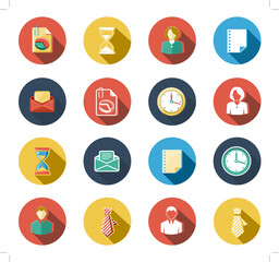 Business and office objects flat icons set